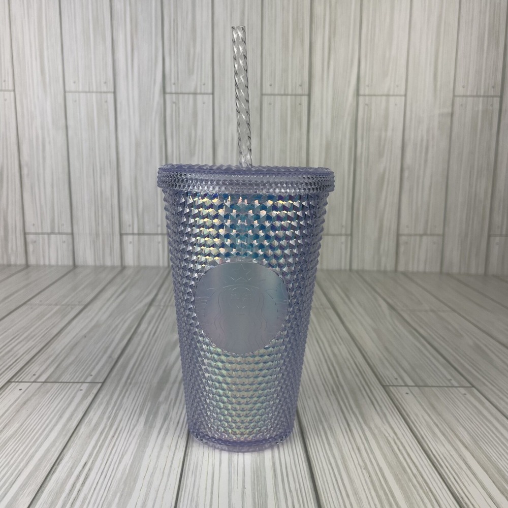 Starbucks studded 16 oz tumbler clear pearl finish cold‎ beverage 2022